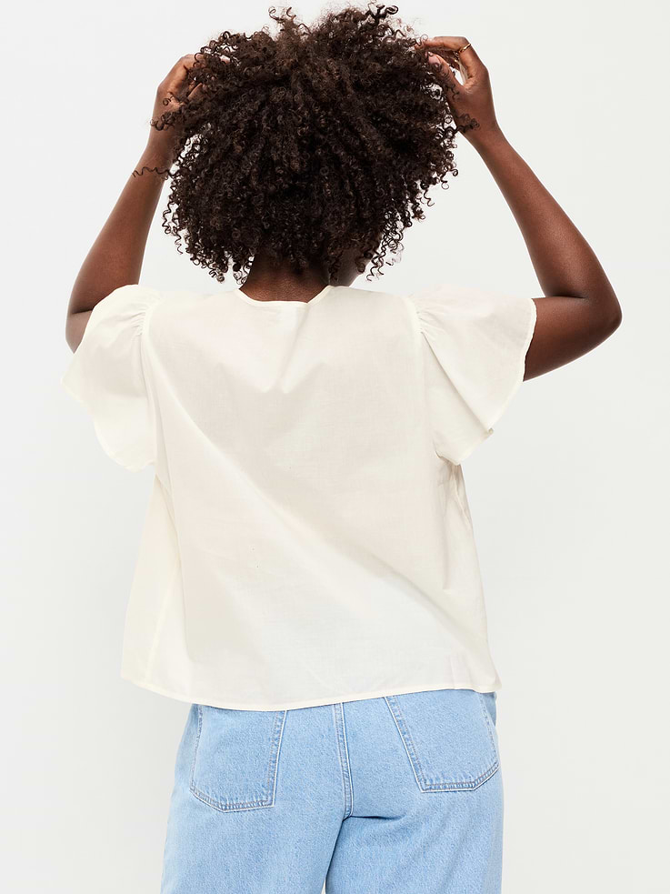 Image number 6 showing, Short-Sleeve Embroidered Trousseau Top
