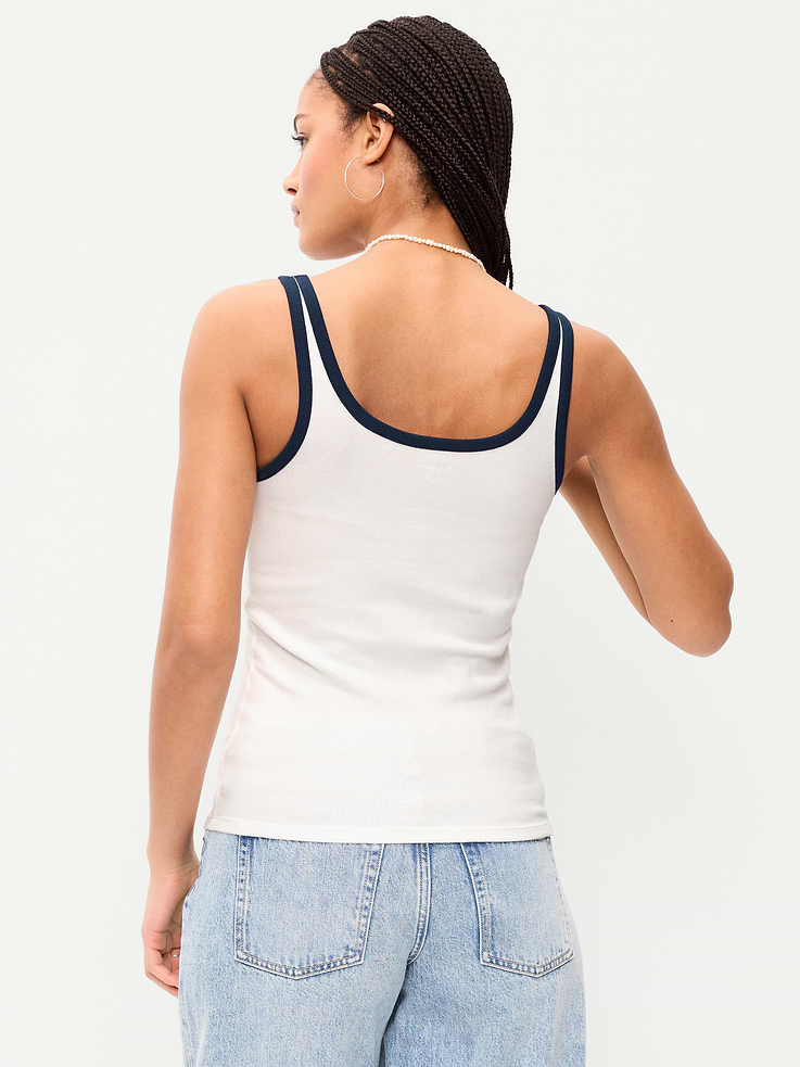 Image number 2 showing, First-Layer Ribbed Scoop-Neck Tank Top