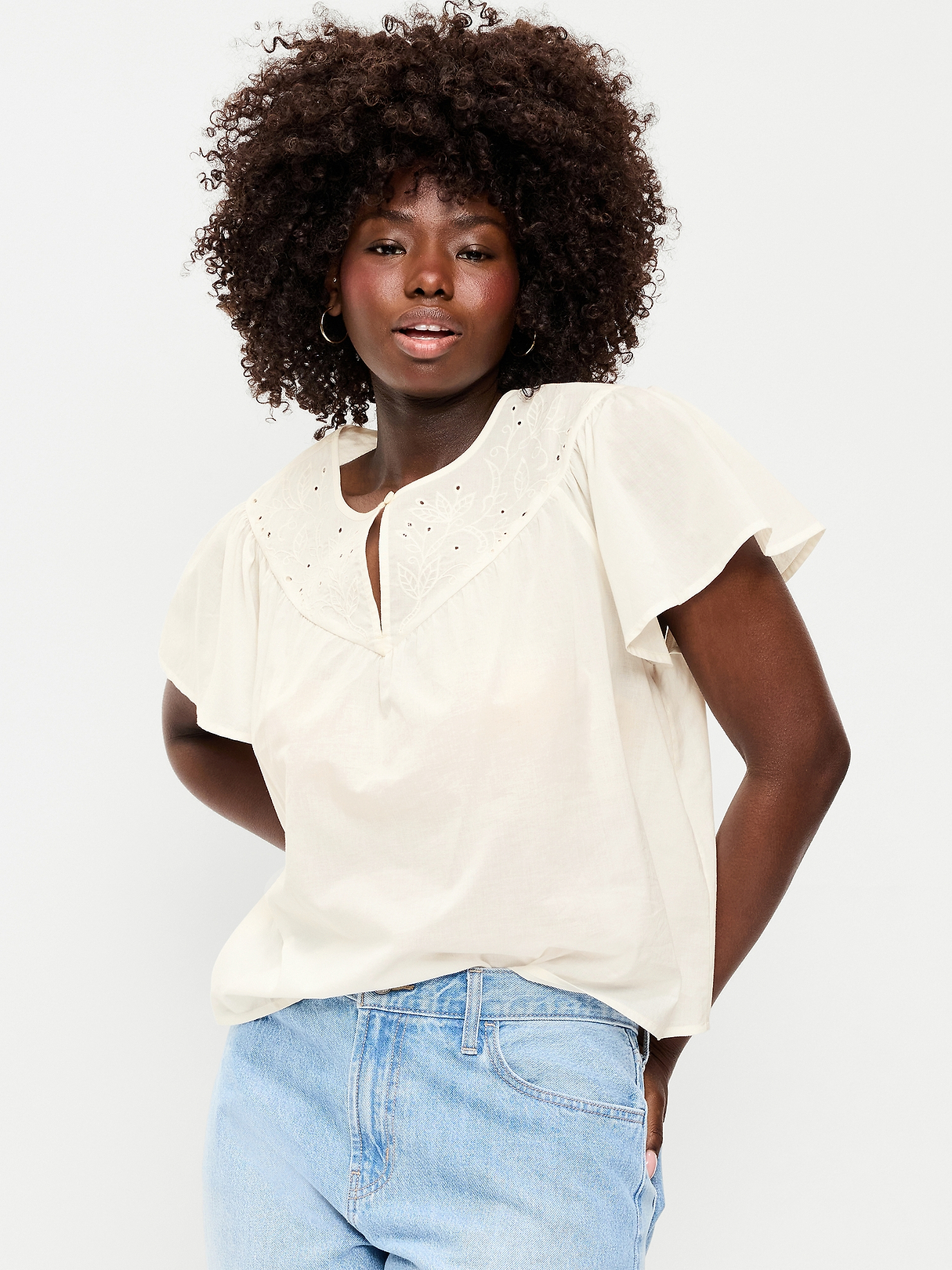 Short-Sleeve Embroidered Trousseau Top | Old Navy