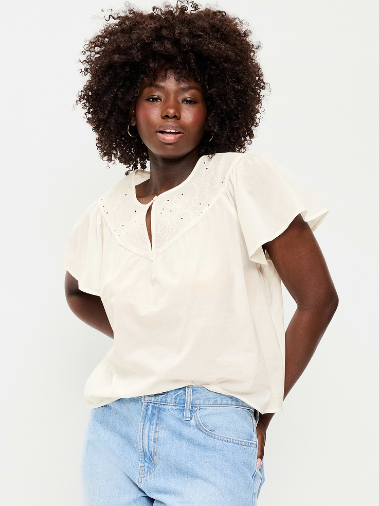 Image number 5 showing, Short-Sleeve Embroidered Trousseau Top