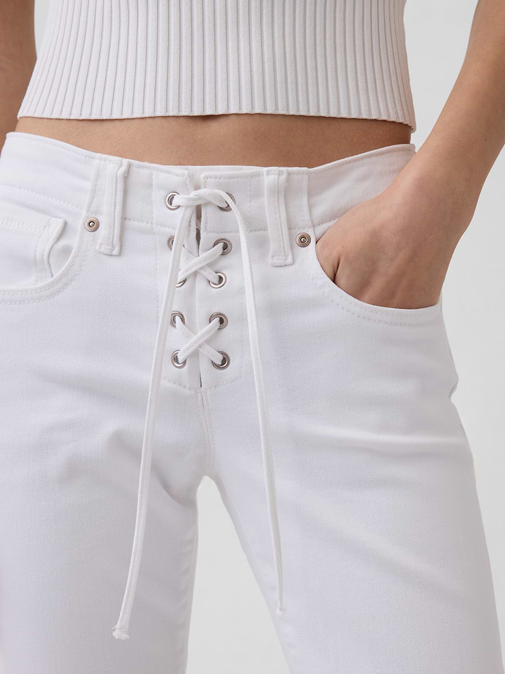 Image number 5 showing, Low Rise Long & Lean Lace-Up Jeans