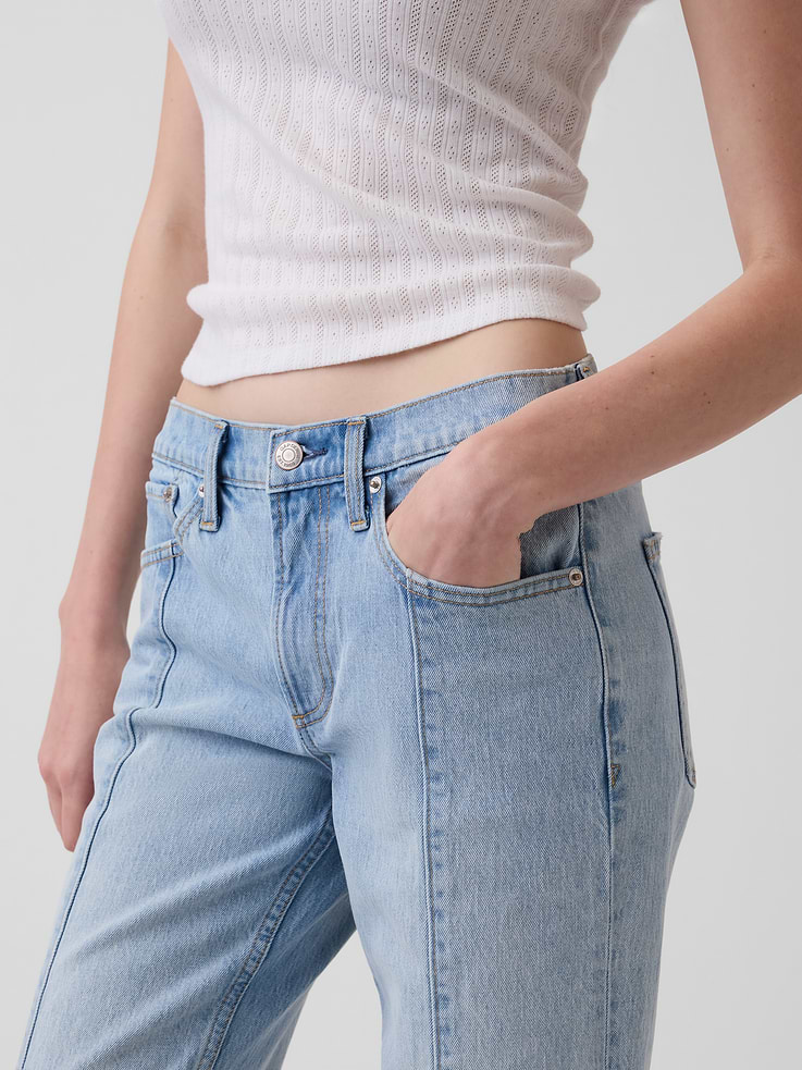 Image number 5 showing, Mid Rise Seamed Relaxed Straight Jeans