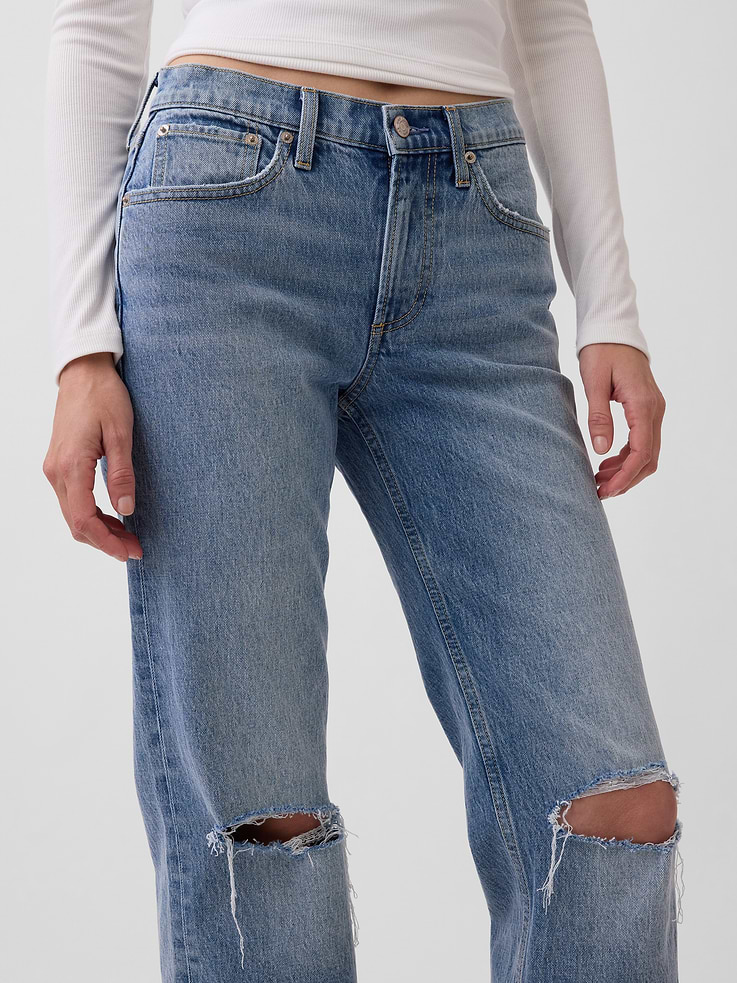 Image number 5 showing, Mid Rise Relaxed Straight Jeans