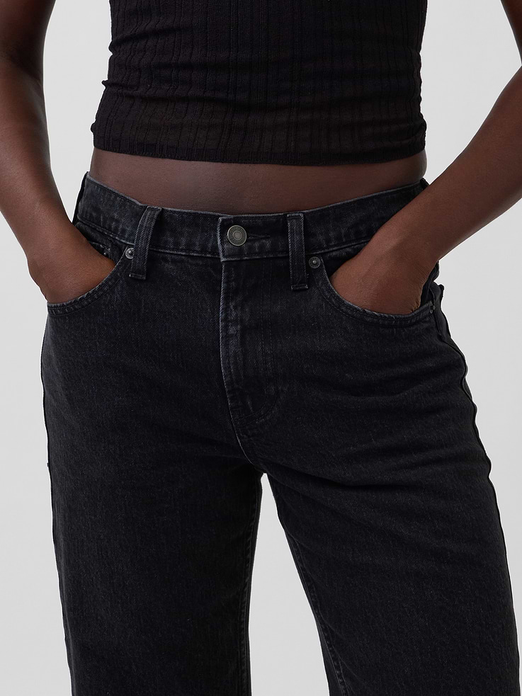 Image number 5 showing, Mid Rise Relaxed Straight Jeans
