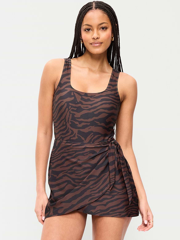 Matte Side-Tie Swim Dress