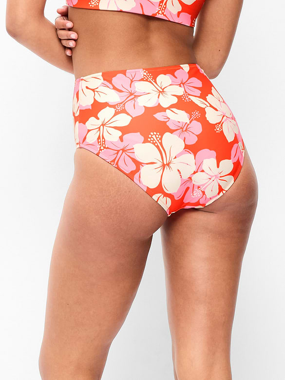 High-Waisted Printed Bikini Swim Bottoms