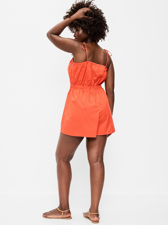 Eyelet Tie-Strap Romper