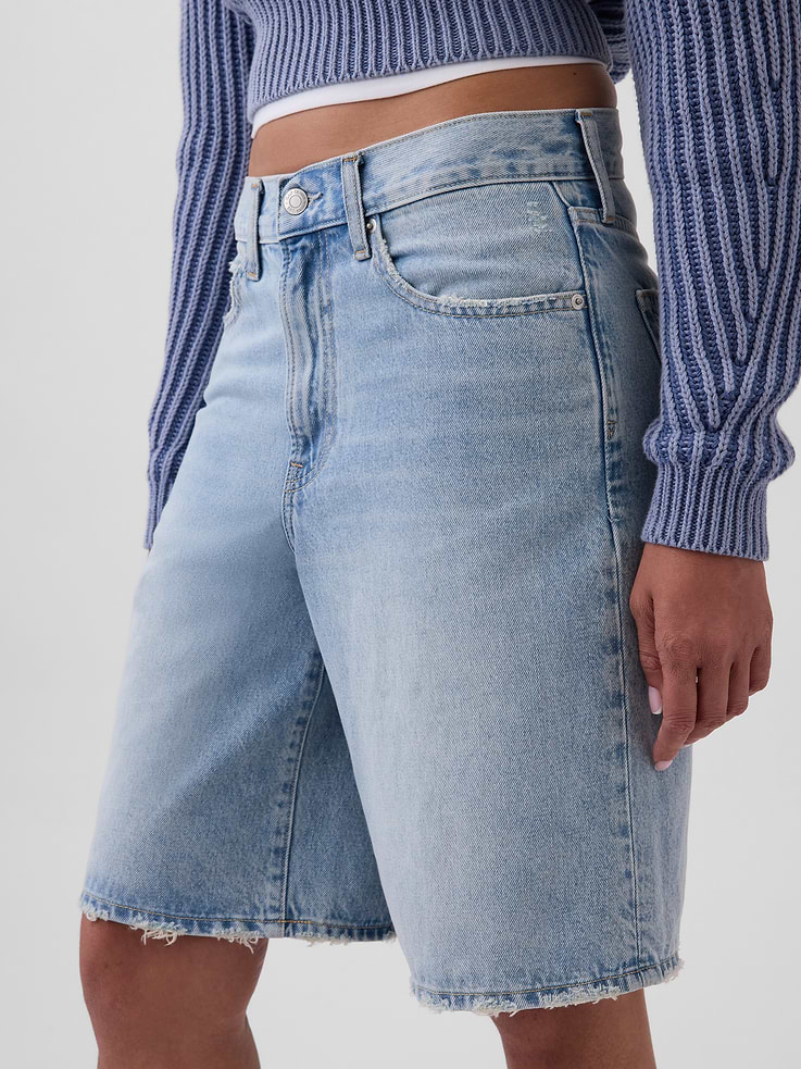 Image number 5 showing, 11" Mid Rise Longline Denim Shorts