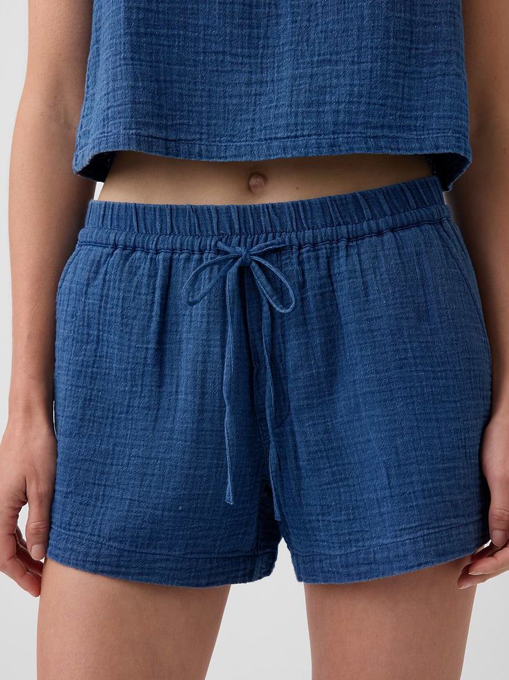 Image number 5 showing, 4" Cotton Gauze Denim Easy Shorts