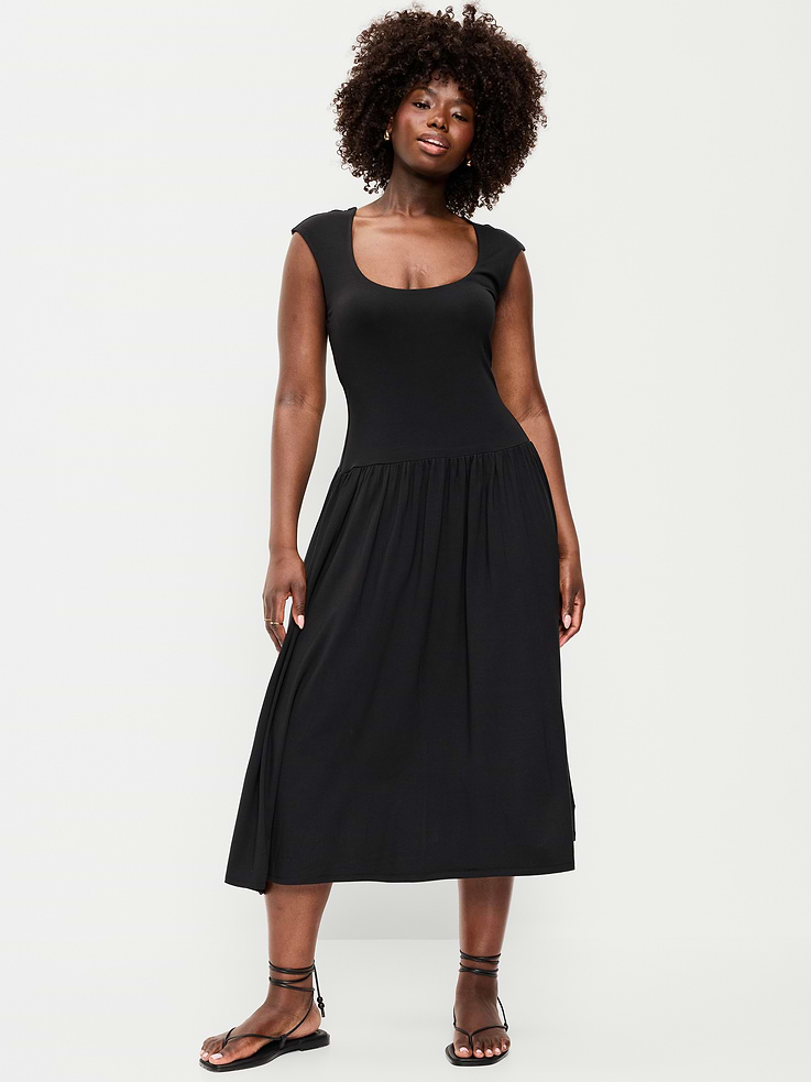 L'image numéro 6 présente Robe mi-longue à taille tombante en tricot de jersey
