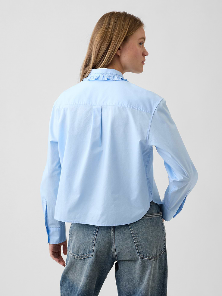 Image number 2 showing, Relaxed Cropped Poplin Shirt