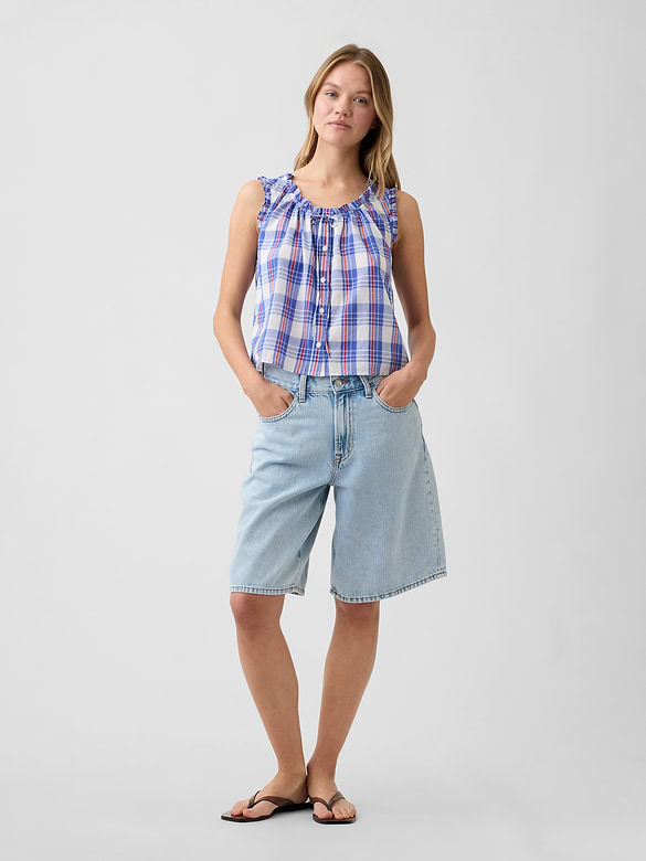 Relaxed Sleeveless Tie-Neck Top
