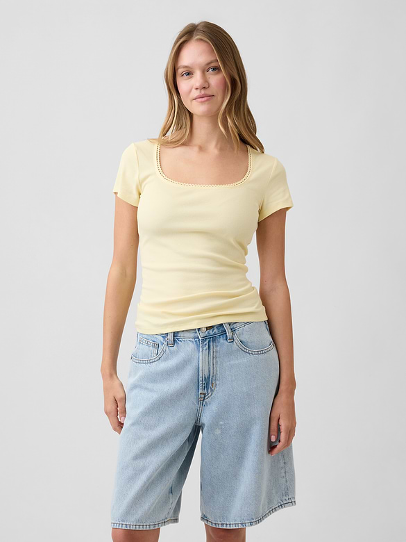 Ribbed Squareneck Top