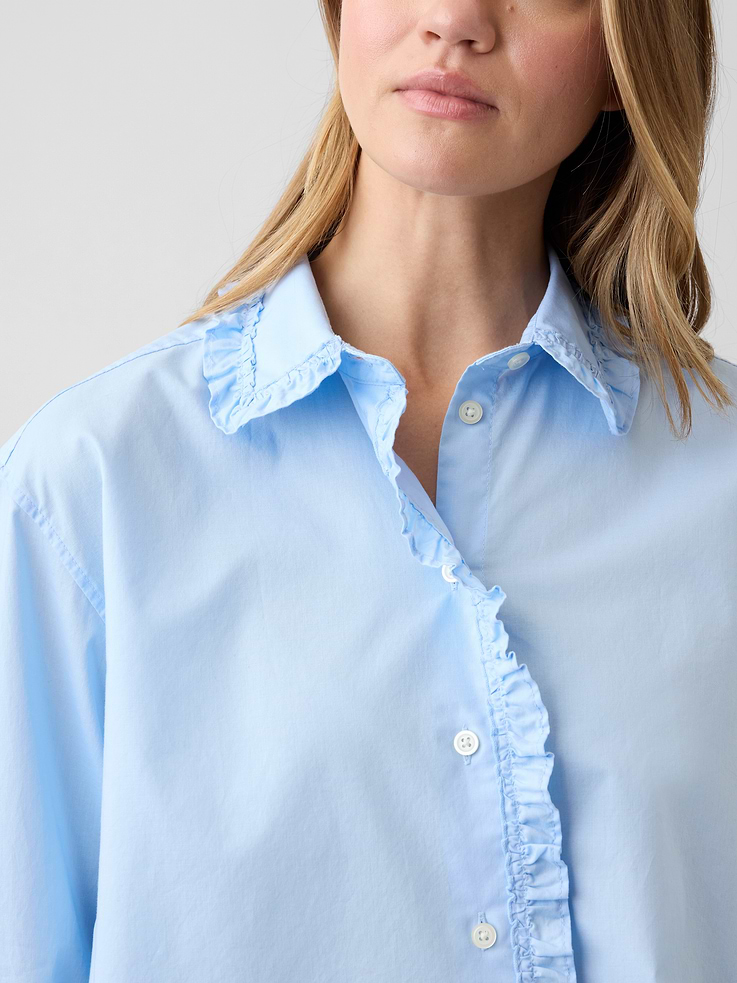 Image number 4 showing, Relaxed Cropped Poplin Shirt