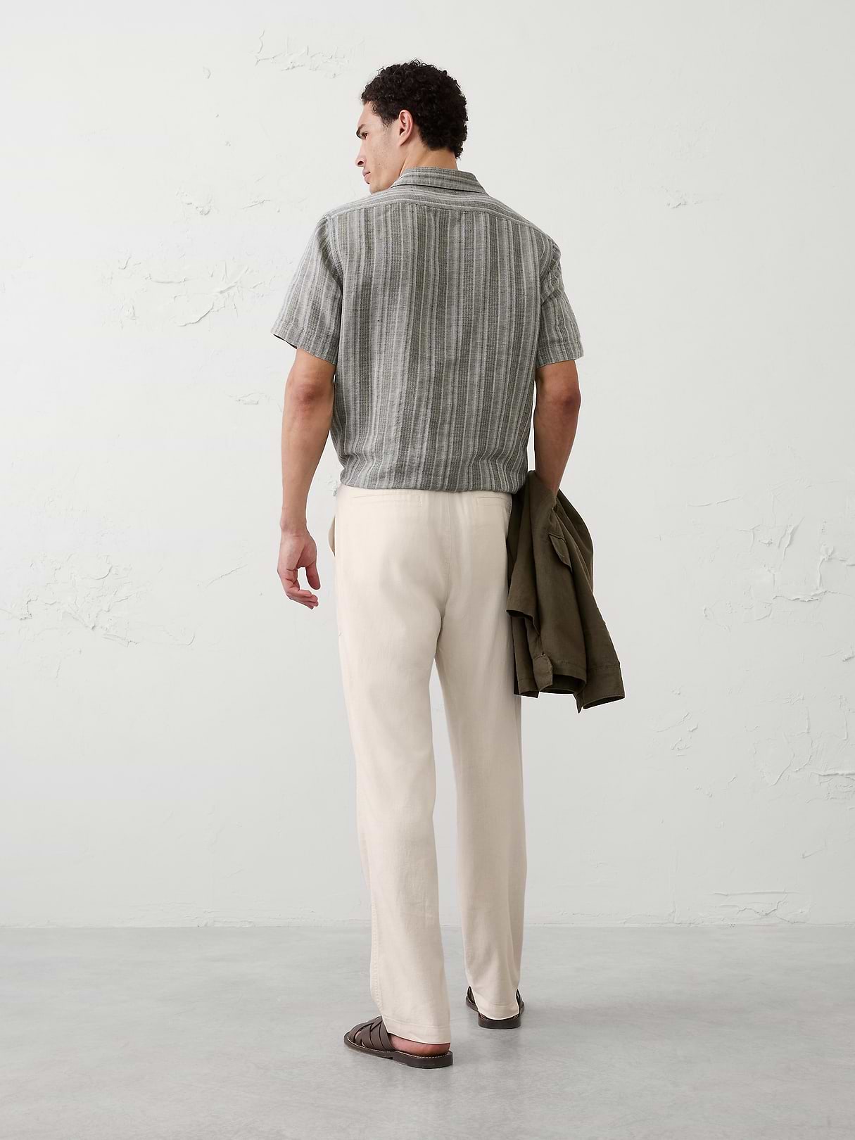 Straight-Fit Linen-Blend Pull-On Pant | Banana Republic Factory
