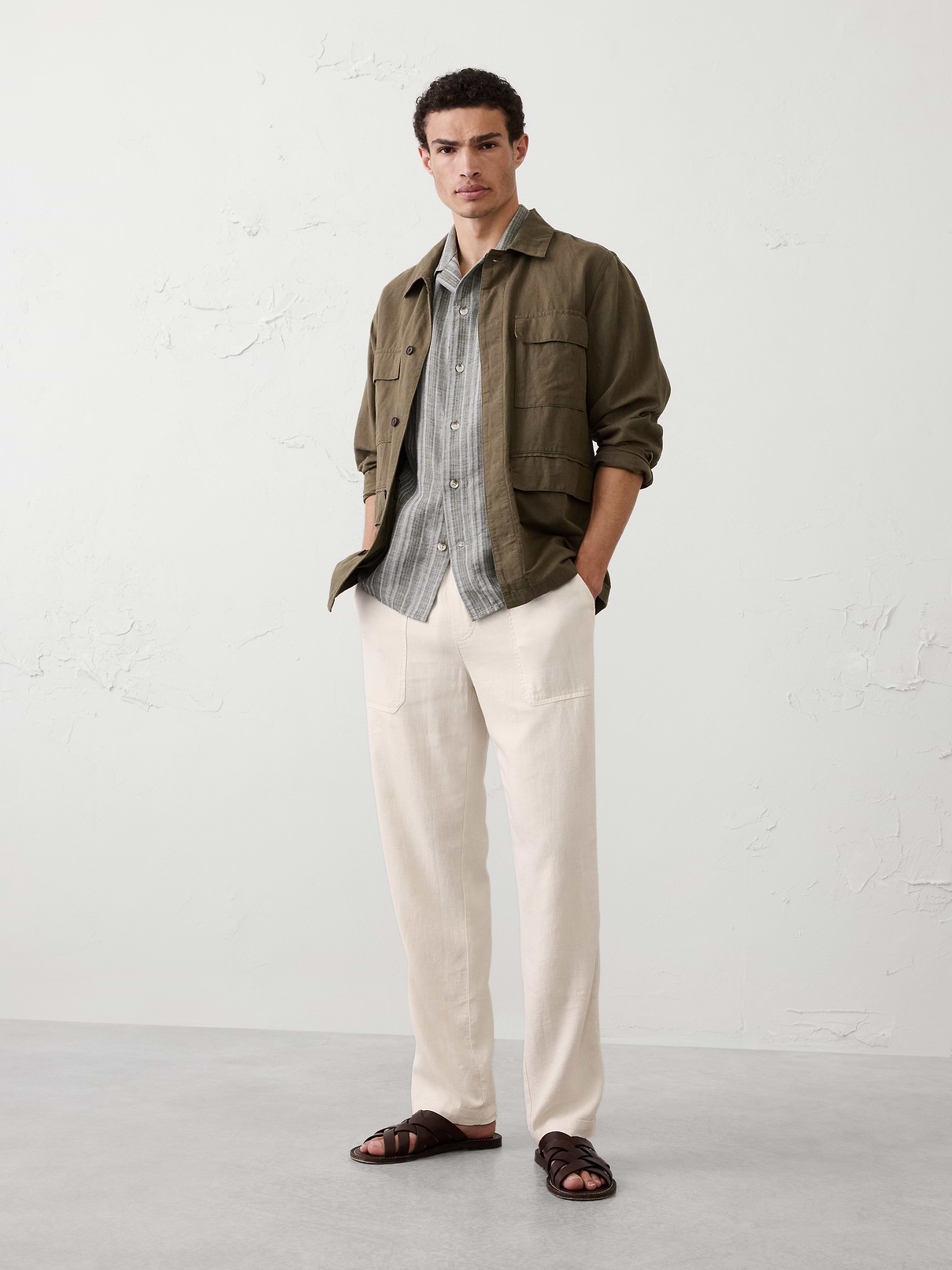 Straight-Fit Linen-Blend Pull-On Pant | Banana Republic Factory