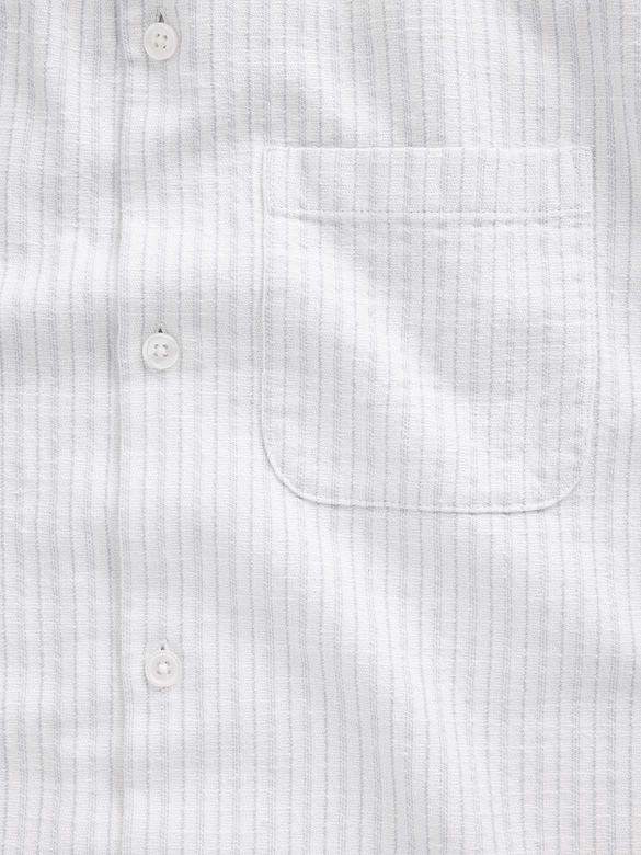 Dobby Stripe Relaxed Straight-Hem Shirt