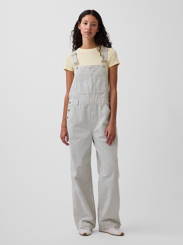 Image number 1 showing, Relaxed Denim Stripe Overalls
