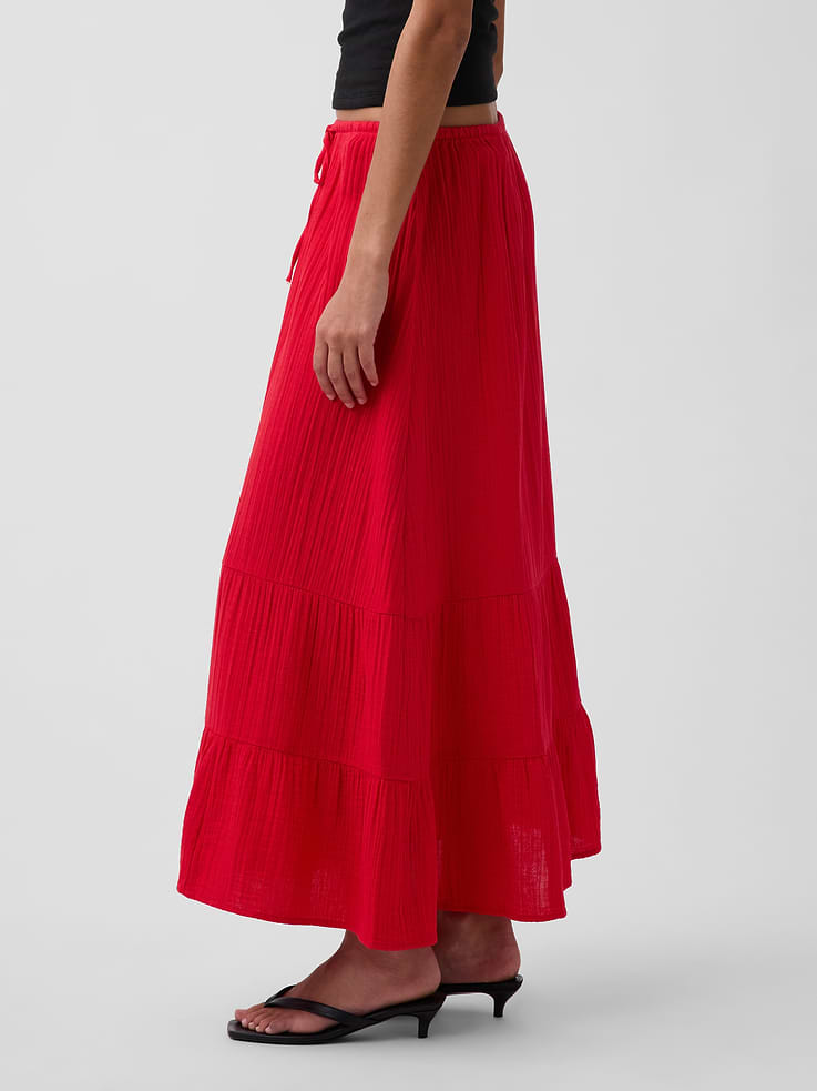 Image number 3 showing, Cotton Gauze Tiered Easy Maxi Skirt