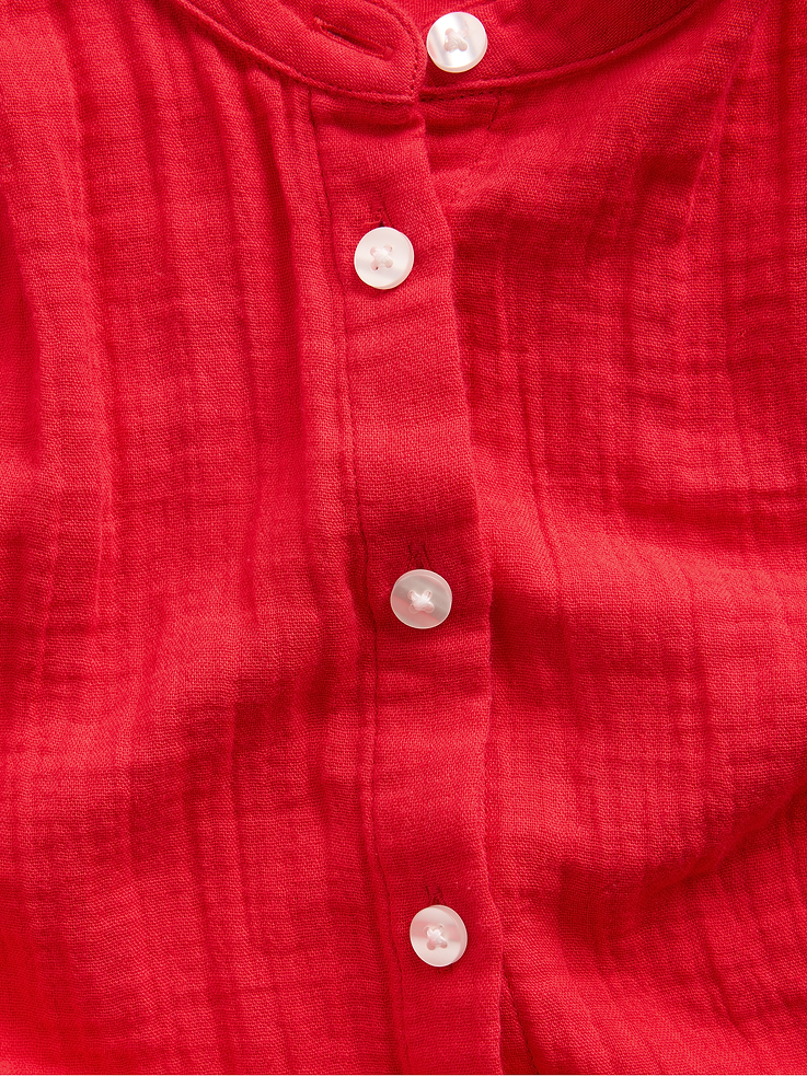 L'image numéro 4 présente Chemisier surdimensionné à col officier en gaze de coton