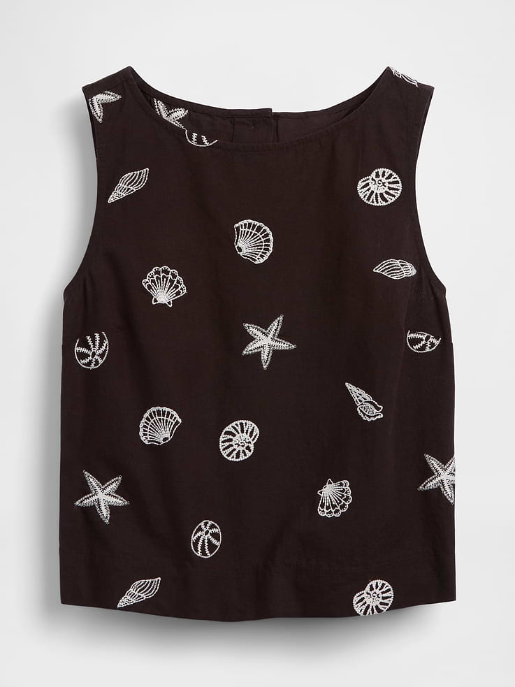 Image number 5 showing, Linen-Blend Crop Shell Tank Top
