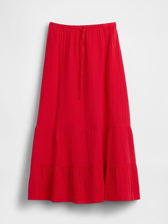 Cotton Gauze Tiered Easy Maxi Skirt