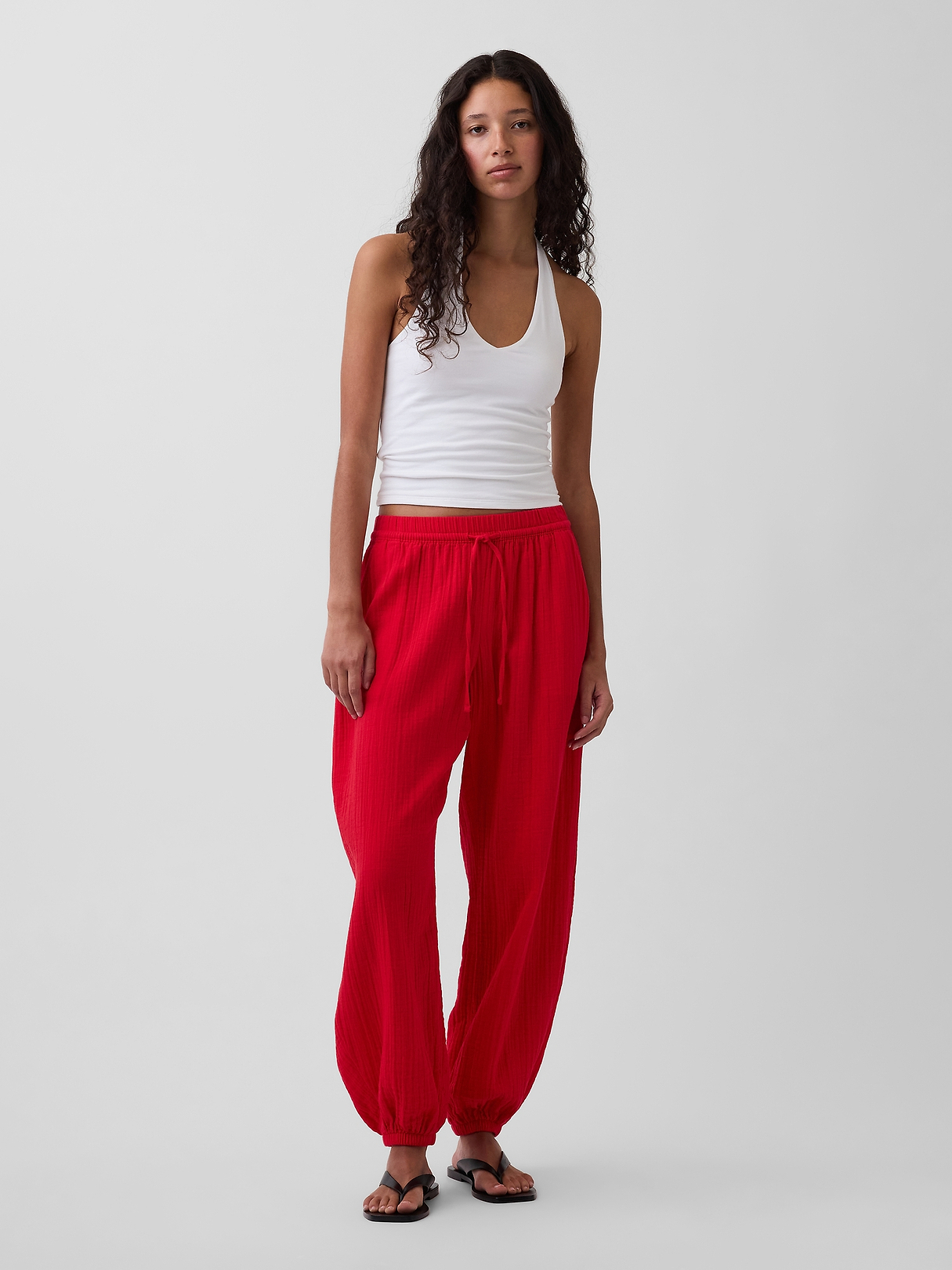 Cotton Gauze Easy Joggers | Gap