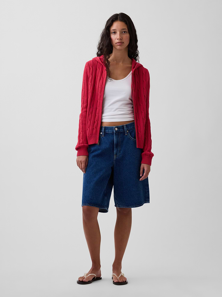Image number 2 showing, 100% Cotton Cable-Knit Zip Cardigan