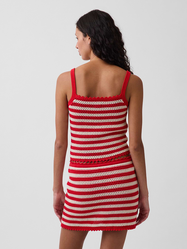 Image number 3 showing, 100% Cotton Crochet Crop Sweater Tank