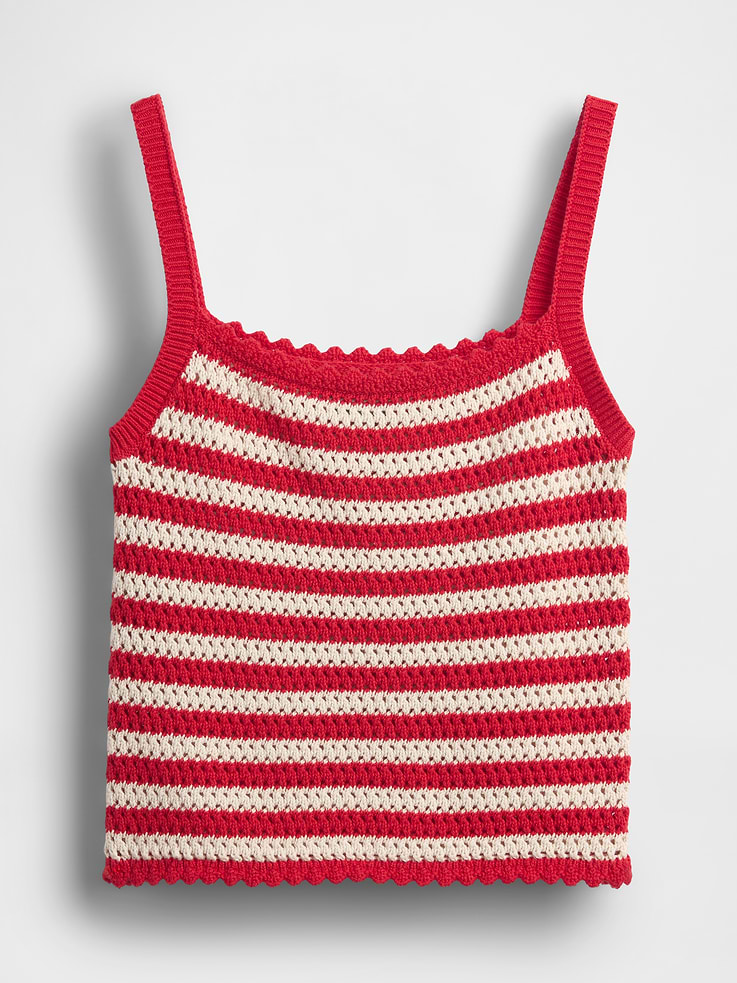 Image number 5 showing, 100% Cotton Crochet Crop Sweater Tank