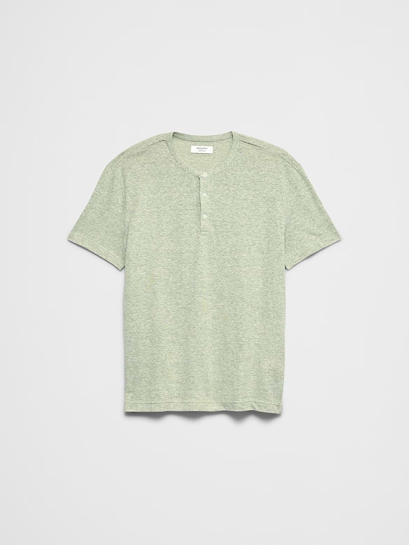 Standard-Fit Linen-Blend Henley