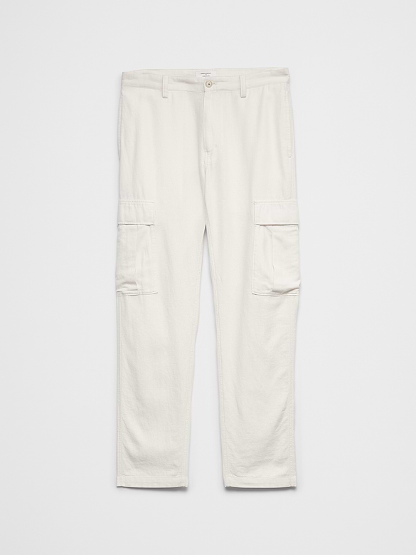 Slim-Straight Linen-Blend Cargos