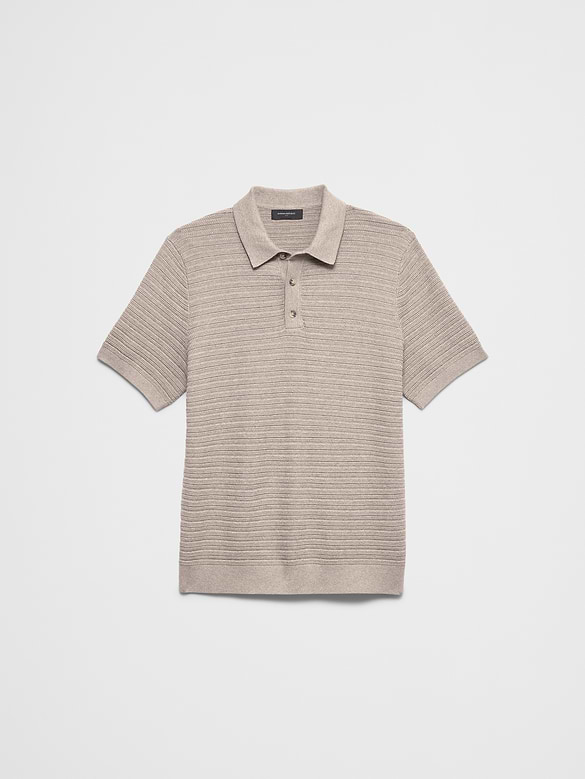 Textured Striped Sweater Polo