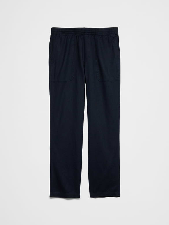 Straight-Fit Linen-Blend Pull-On Pant