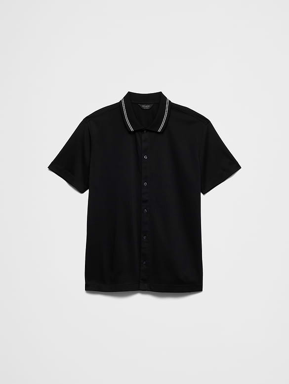 Standard-Fit Luxe Touch Button-Down Polo