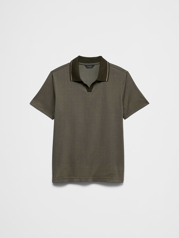 Slim-Fit Luxe Touch Johnny-Collar Polo