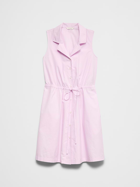 Cinched Poplin Above-Knee Shirtdress