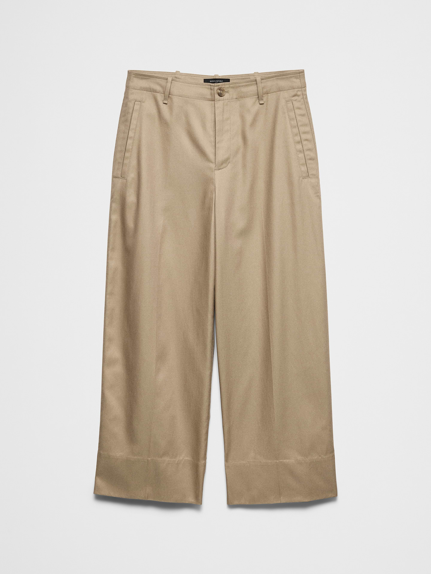 L'image numéro 4 présente Pantalon jambe large court à taille haute
