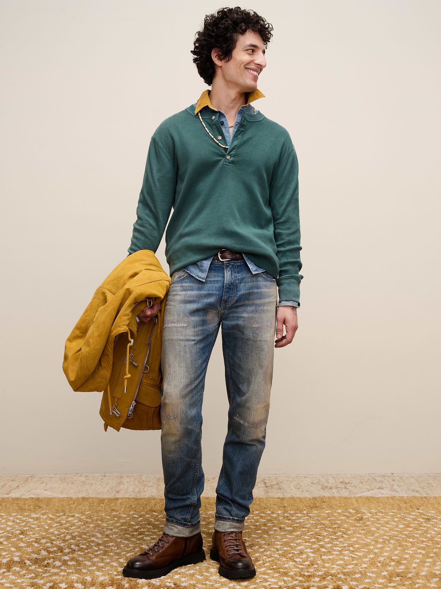 Image 1 of 5, We're reviving this classic henley tee in a rugged, heavyweight 100% cotton jersey that's garment-dyed to recreate the look and feel of the well-traveled original that was introduced in 1981., This exclusive capsule with The Explorers Club represents a shared belief in curiosity as a way of life., Standard fit: A straight and easy fit., Crew neck with henley button placket., Raw hem., The Explorers Club Exclusive Pin: Yours with any purchase of the Archive Reissue Collection, while supplies last. At checkout, use code: BREXPLORER, Product #904824