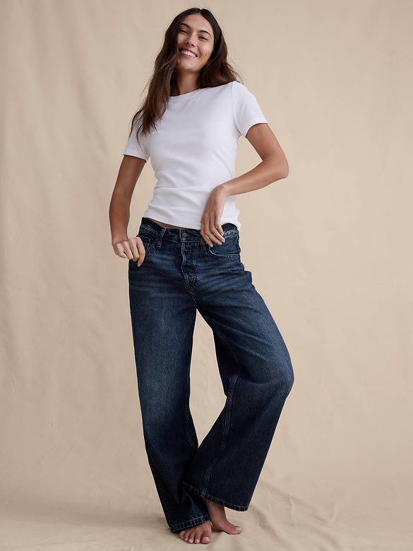 Mid-Rise Baggy-Straight Lightweight Jean