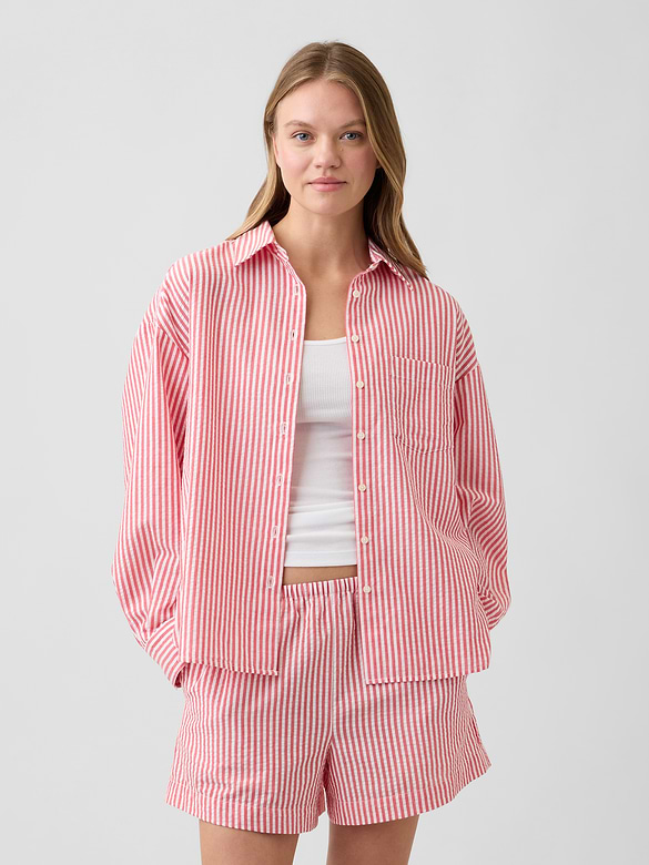 Oversized Shirt in Seersucker