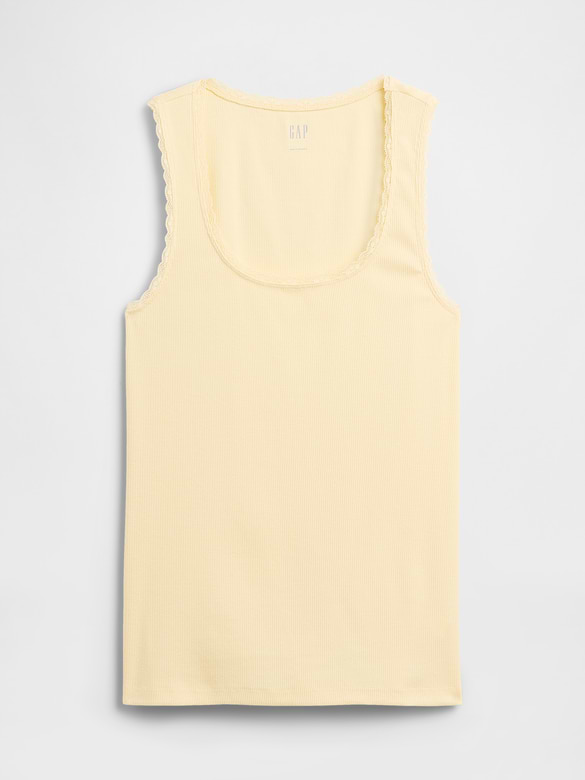 Ribbed Lace-Trim Tank Top