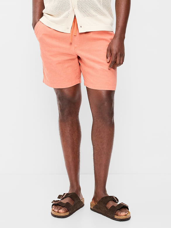 Short de jogging en mélange de lin, entrejambe de 18 cm