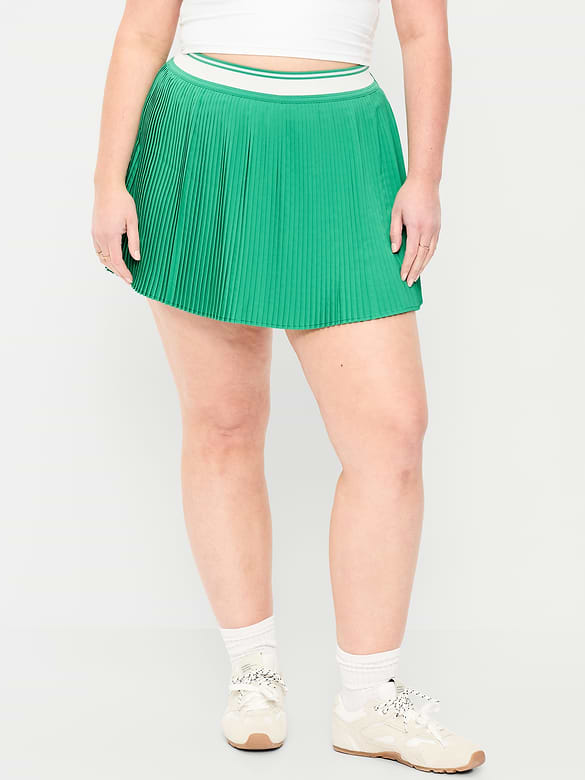 Jupe-short à plis fins à taille très haute