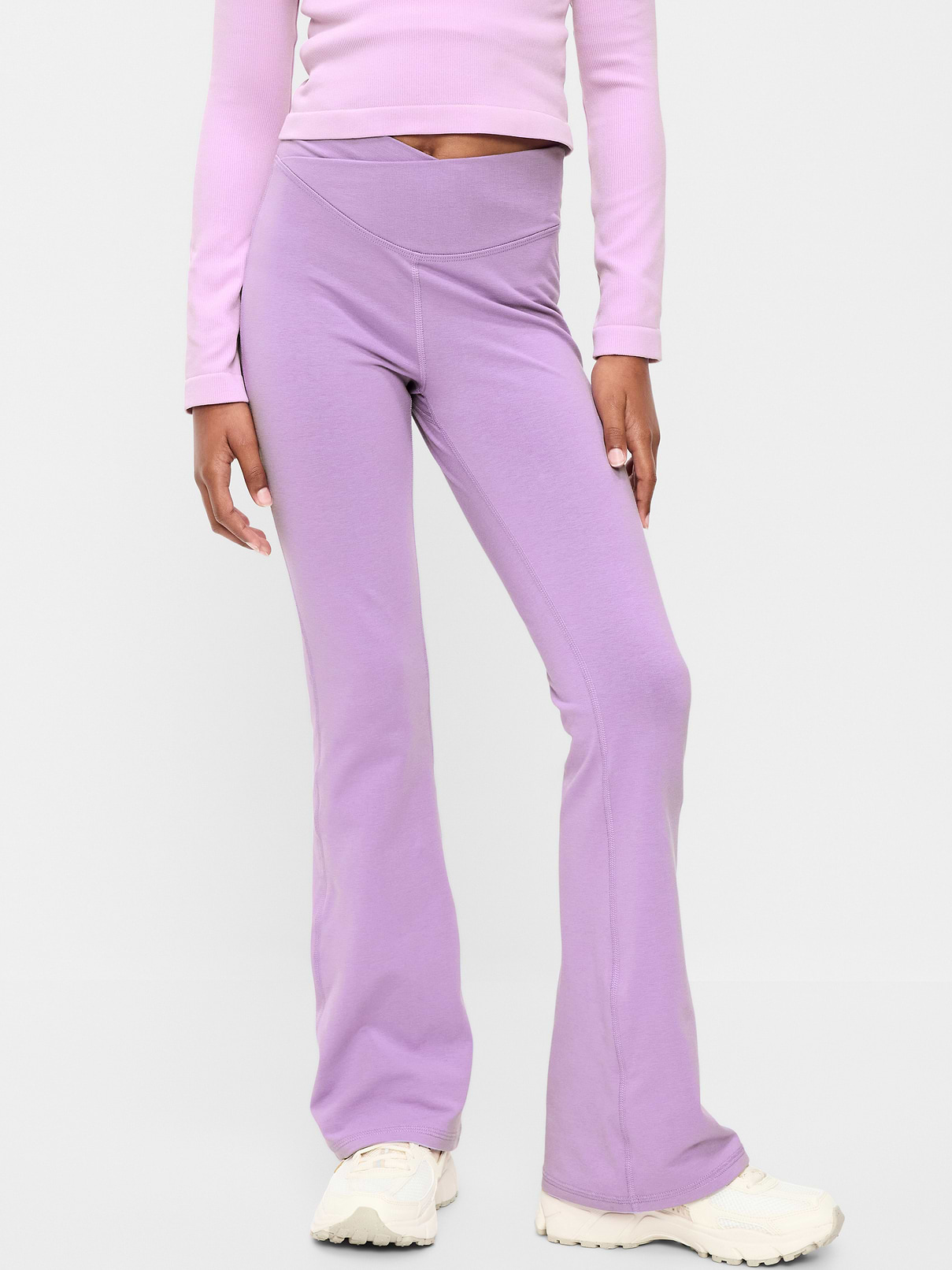 Image number 1 showing, High-Waisted PowerChill Crossover Flared Leggings for Girls