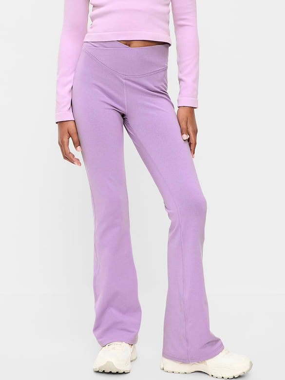 High-Waisted PowerChill Crossover Flared Leggings for Girls