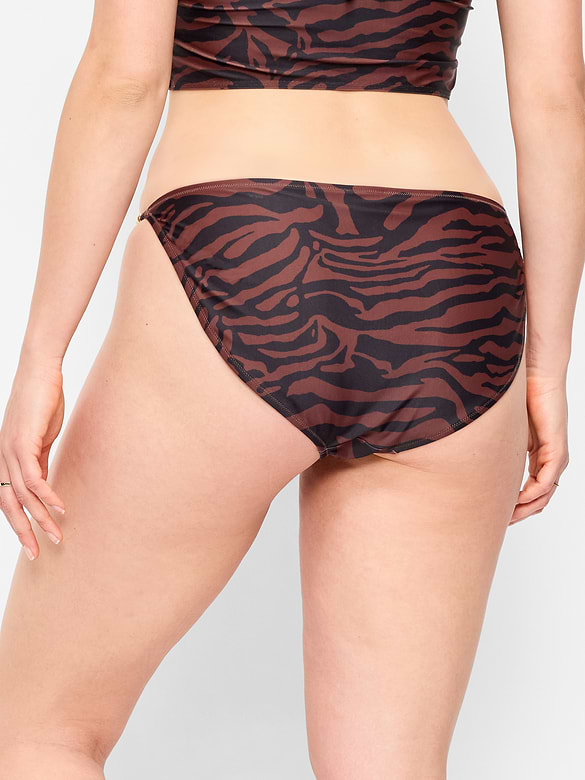 Beaded Mid-Rise Bikini Swim Bottoms