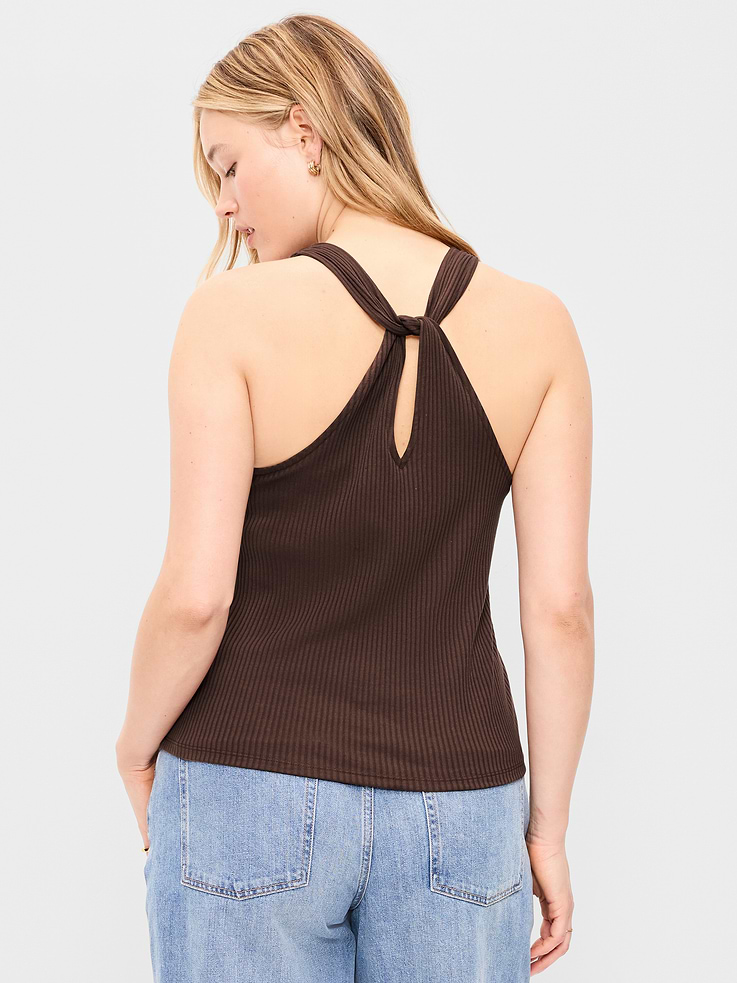 Image number 7 showing, Ribbed Loop-Back Halter Top