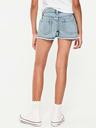 Image number 2 showing, Low-Rise Frayed-Hem Jean Shorts for Girls