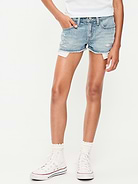 Image number 1 showing, Low-Rise Frayed-Hem Jean Shorts for Girls